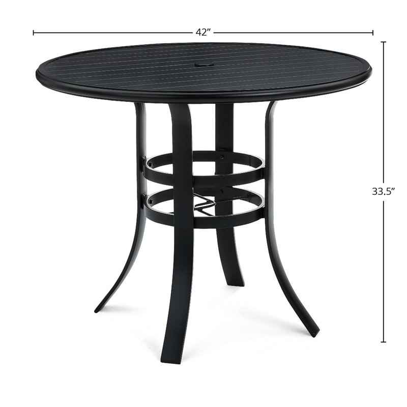Aluminum Dining Table, 33.5" H x 42" W x 42" D