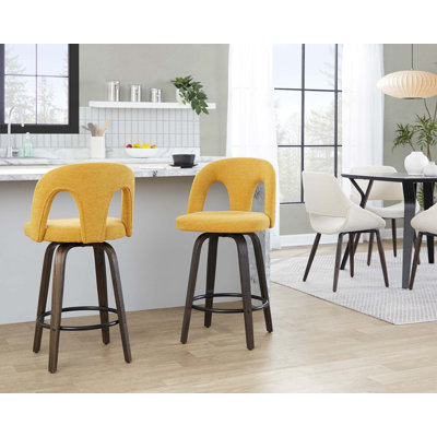 Ensemble de tabouret de bar pivotant contemporain à hauteur de comptoir avec revêtement en tissu