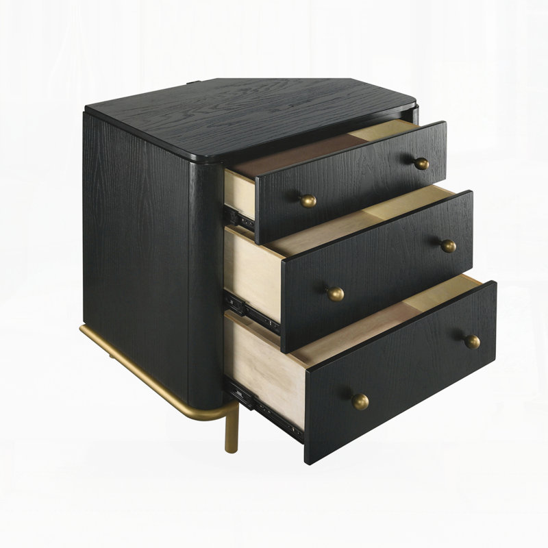 3-drawer Nightstand Black