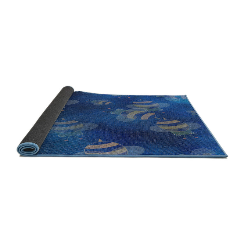 Tapis décoratif bleu Kavita, Rond 6 pi