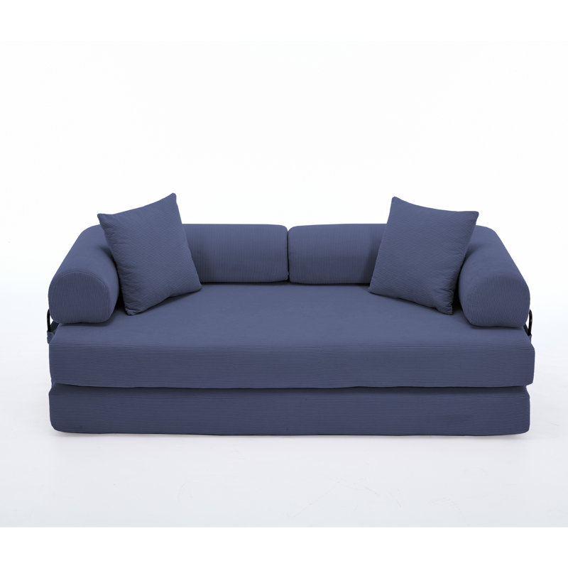 Canapé-lit convertible rabattable, ensemble de bricolage combiné sans assemblage, Bleu, H 25 po x l 78,5 po x P 38 po