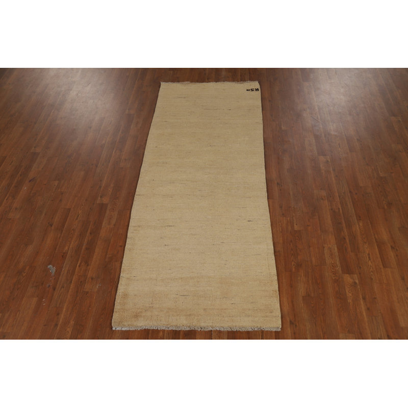 Tapis de couloir oriental beige et beige Gabbeh 3 x 8