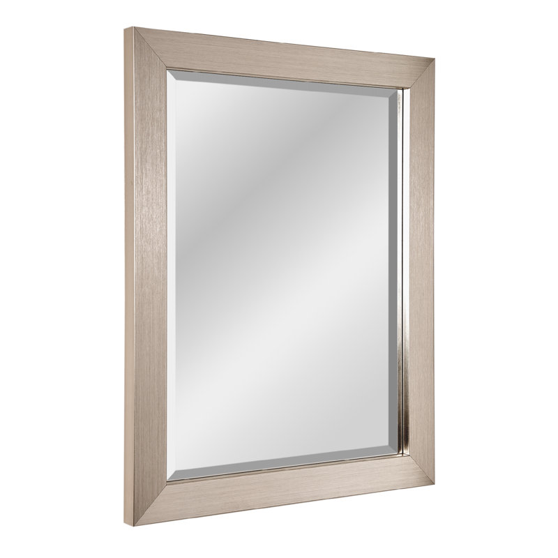 32x26" Brushed Nickel Beveled Framed Decorative Accent Wall Mirror for Bathroom Vanity, Entryway, Living Room, Bedroom