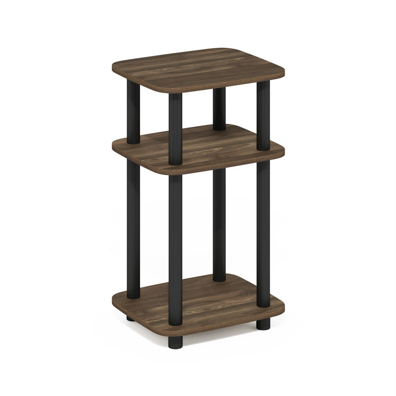 Just 3-Tier Turn-N-Tube Curve End Table, Side Table, 1-Pack,, Columbia Walnut Top/Black Base