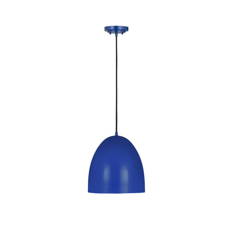 Luminaire suspendu 1 lumière Havertown Dome, H 13,5 po x l 9,5 po x P 9,5 po, Bleu, Bleu
