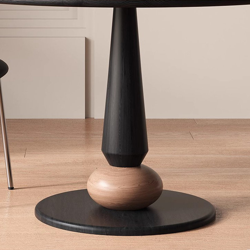 Table de salle à manger ronde noire en bois massif, H 29,53 po x L 39,37 po x l 39,37 po