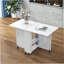 Table pliante à abattants avec 6 roulettes et 2 tablettes de rangement, table compacte pour petits espaces, P 47,2 po x l 23,6 po x H 30,3 po, blanc