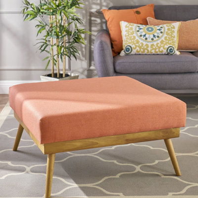 Mid Century Coral With Soft Cushioning And Leg Support Square Cushion Natural Rubberwood Legs
