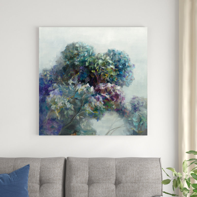 Hortensia abstrait, H 36 po x l 36 po, Non, Toile tendue