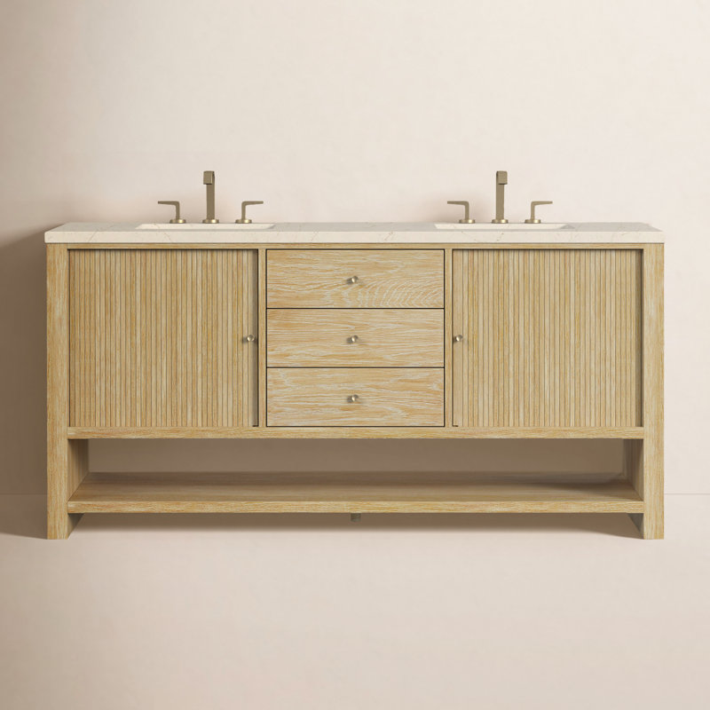 Marigot 72'' W Double Vanity, White Zeus, 8" Widespread