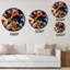 Bleu, orange, jaune et dynamique sur fond noir - horloge murale moderne-329974411