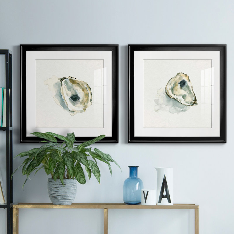 «Old Salt Shell I», ensemble de 2 reproductions d'art encadrées, H 17,5 po x l 35 po, Impression encadrée avec passe-partout