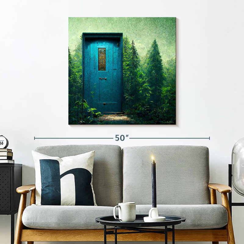 Kelan porte bleue dans le vert, H 30 po x l 30 po