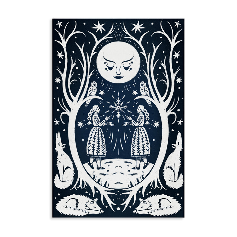 Filles des bois avec toile de lune, conception par Hannah Moren, H 24 po x l 16 po