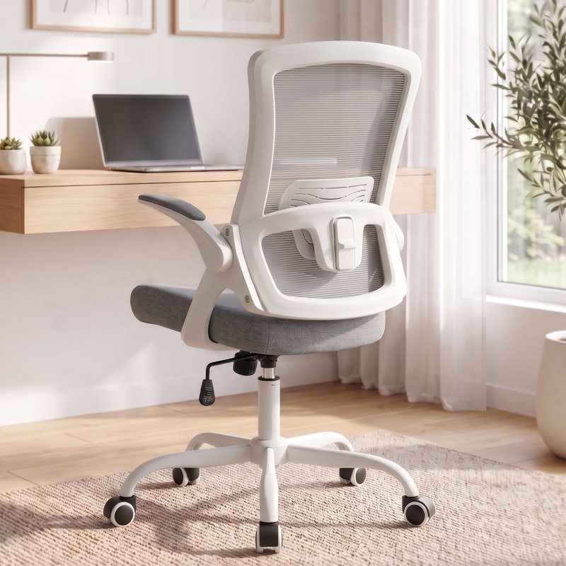 Chaise de bureau ergonomique Neeya, Base en acier, Sans repose-tête, Gris