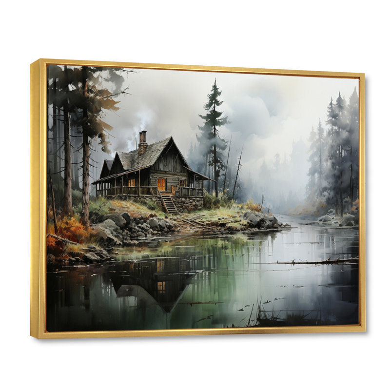 Lakehouse Shades of Serenity III - impression, H 30 po x l 40 po x P 1,5 po, Cadre flottant doré