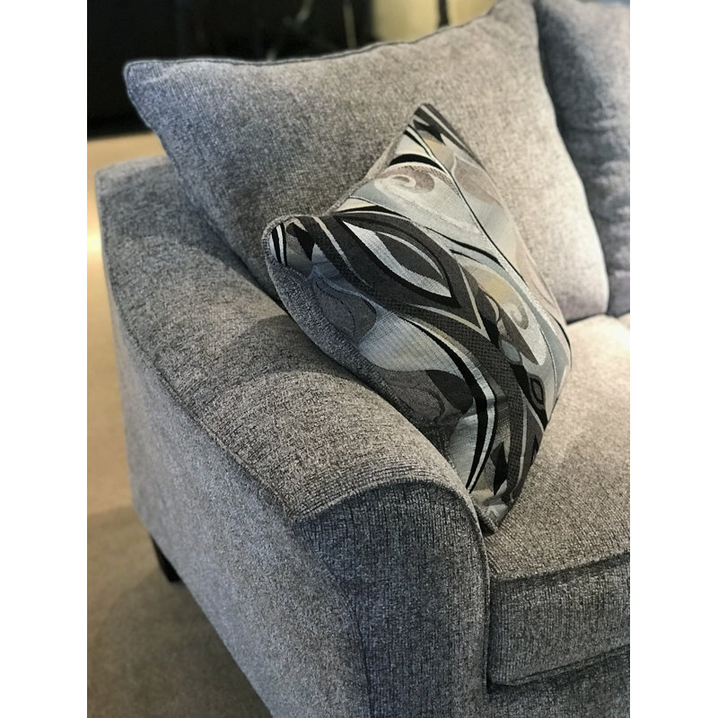 Camero Fabric Pillowback Sofa, Gray, Black
