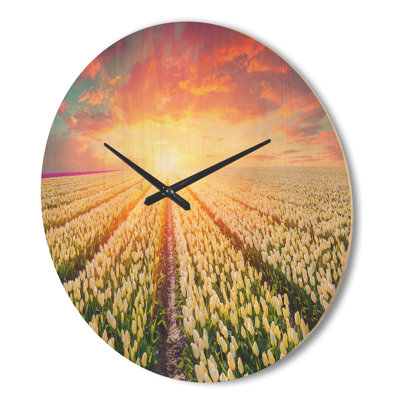 Horloge murale Blooming White Tulips
