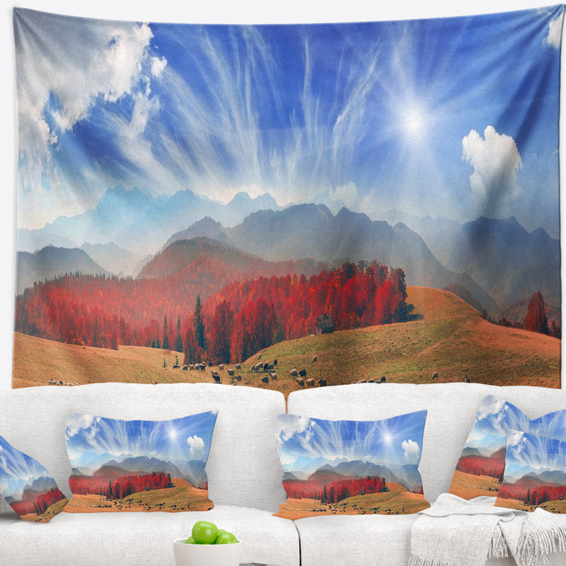 Photographie de paysage troupeau de moutons à la tapisserie des carpates, H 32 po x l 39 po