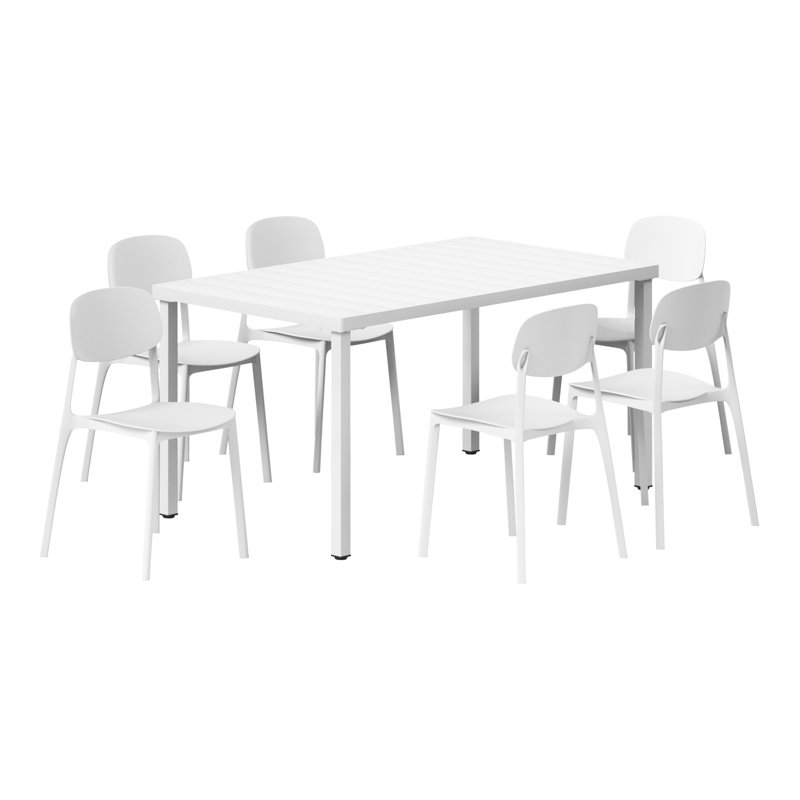 Ensemble de salle à manger rectangulaire pour 6 personnes, Blanc