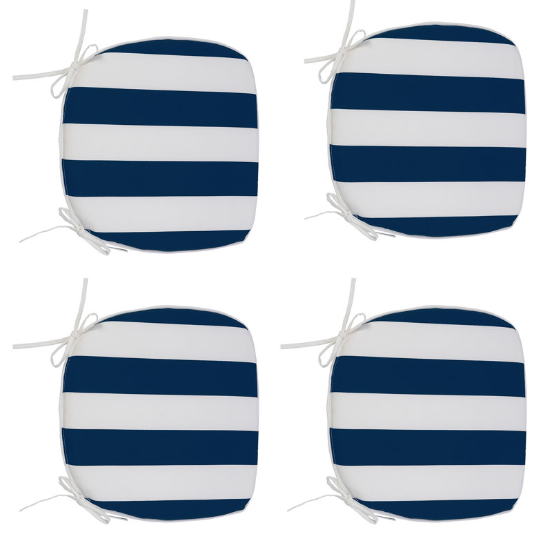 Coussin de siège d'extérieur Cloughmills, Rayures bleues et blanches