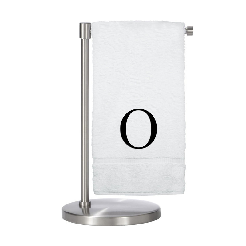 Serviettes de bain monogrammées - ensemble de 2 - lettre bloc, O, Blanc / noir