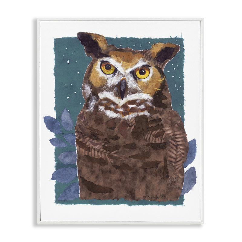 «Stern Owl», estampe numérique par Nancy Overton, Giclée encadrée blanc bord de mer, H 20 po x l 16 po