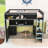 Modern Loft Bed with Built-in Desk, Pegboard Organizer, LED Lighting and Storage Shelves-715236155-715236149