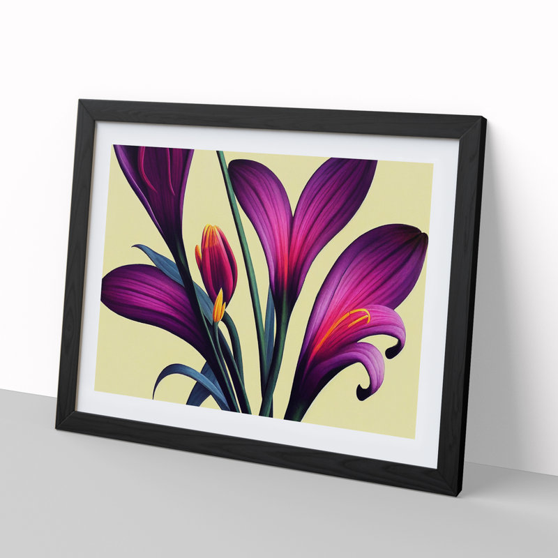 Blissful Flowers - Single Picture Frame Print, Black