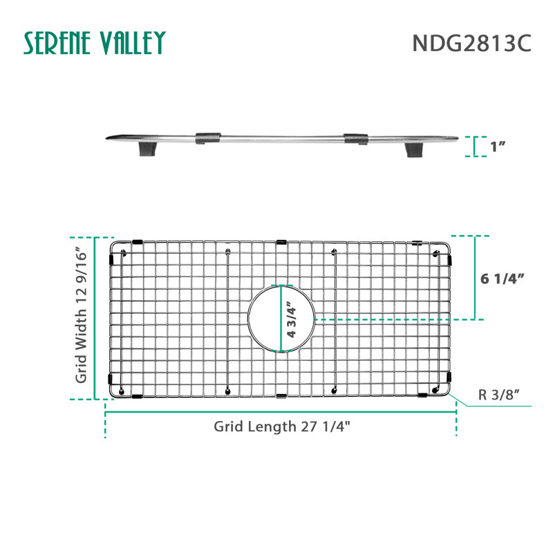27.24-in x 12.56-in Center Drain Heavy-Duty Stainless Steel Sink Protector