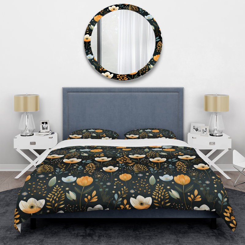 Ensemble de housse de couette à motif floral Coastal Serene, Housse de couette pour grand lit et 2 taies décor