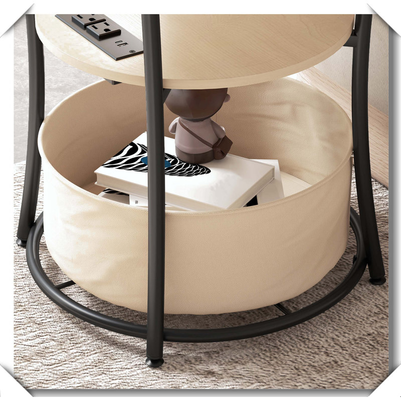 Table basse ronde à 3 niveaux avec station de charge