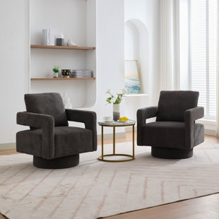 Ensemble de 2 fauteuils avec accoudoirs pivotants et dossier creux 29,12 po (ensemble de 2)