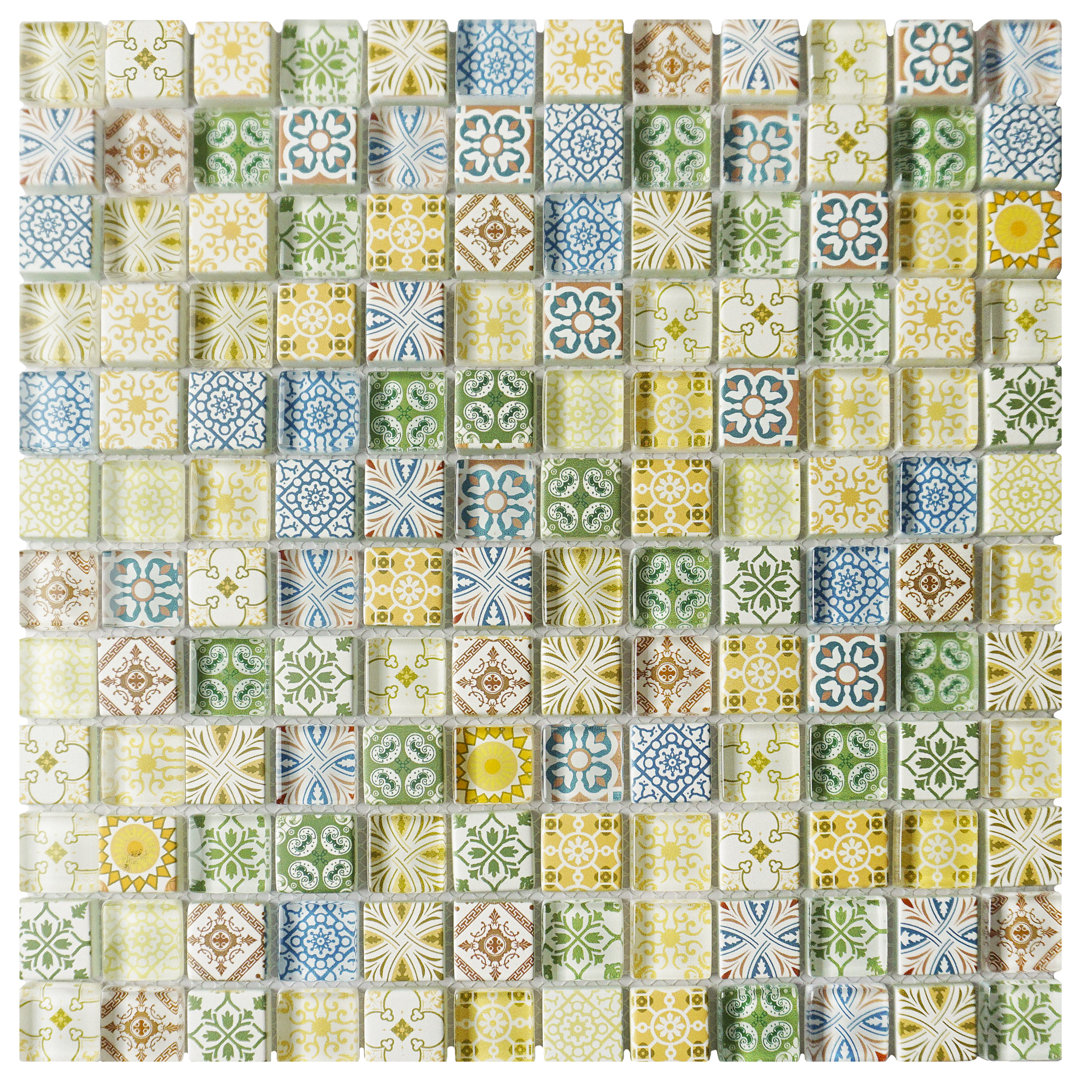 Mediterranean 1" X 1" Beveled Glass Mosaic Tile Supreme Tile