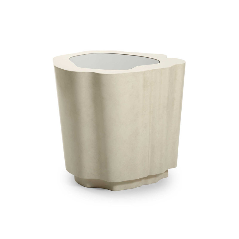 Amorphous Side Table W/Glass Top, White