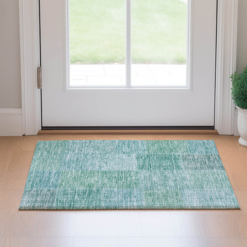 Premium Machine Washable Prisco Teal Rug, Rectangle 1'8" x 2'6"