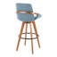 Tabouret de bar 29 po à hauteur fixe avec pivotant en bambou et tissu silencieux avec repose-pieds rond en métal noir-650087107