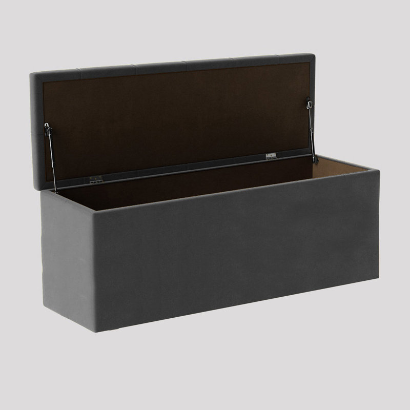  Luna Wide Chesterfield Velvet Rectangle Solid Color Standard Ottoman Box with Storage, Upholstered Deep Storage End of Bed Bench