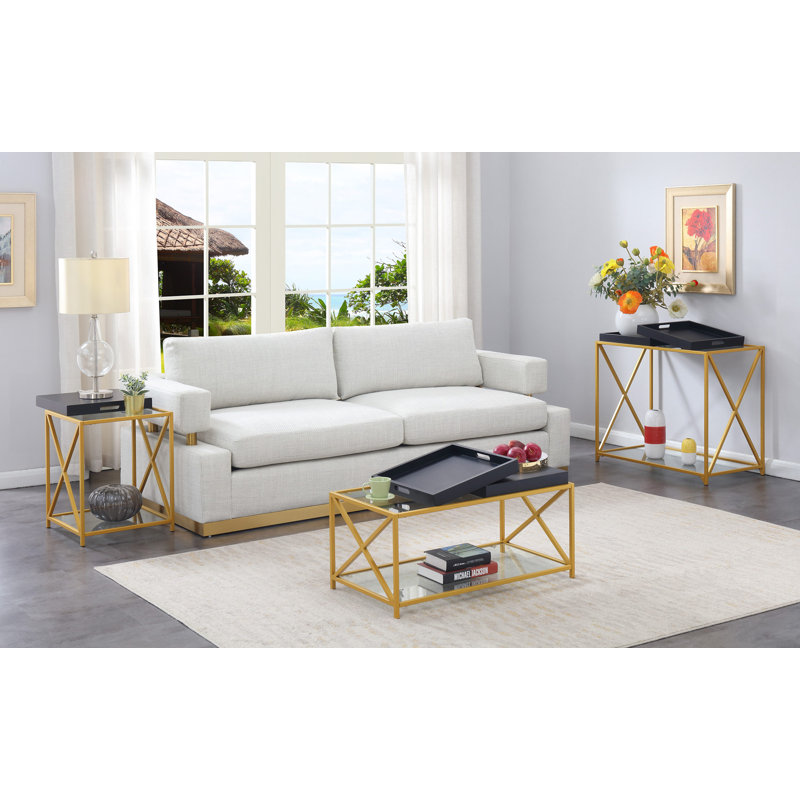 Carmelo Tray Top End Table, Black/Gold