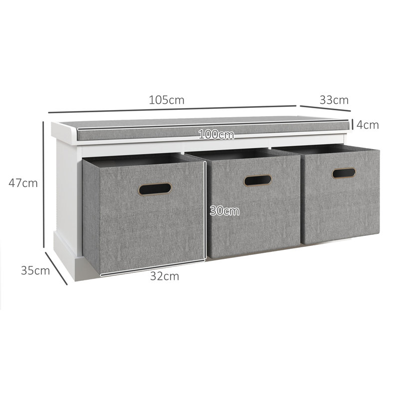 Phinneaus Linen Upholstered Storage Bench, White