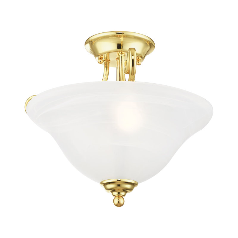 Aquala Glass Semi Flush Mount, Polished Brass