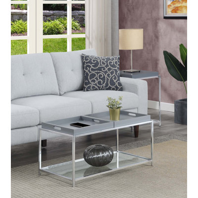 Planas 34.75" Coffee Table with Shelf and Removable Trays