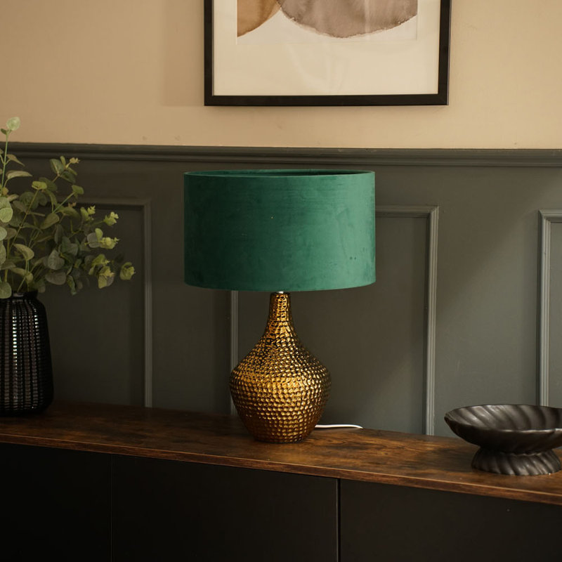 Deshi Ceramic Table Lamp, No, Forest Green