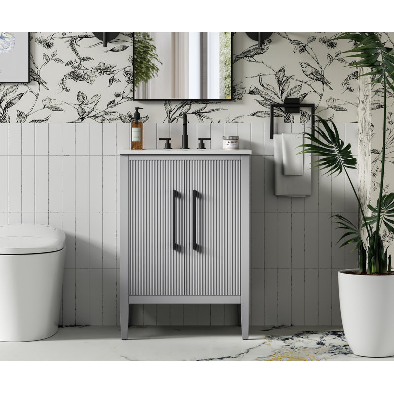 24 inch Single Bathroom Vanity, Gray