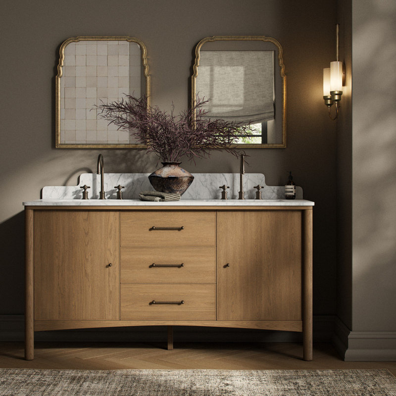 Lakeville Nyora Double Vanity-Carrara Marble, 60.5"