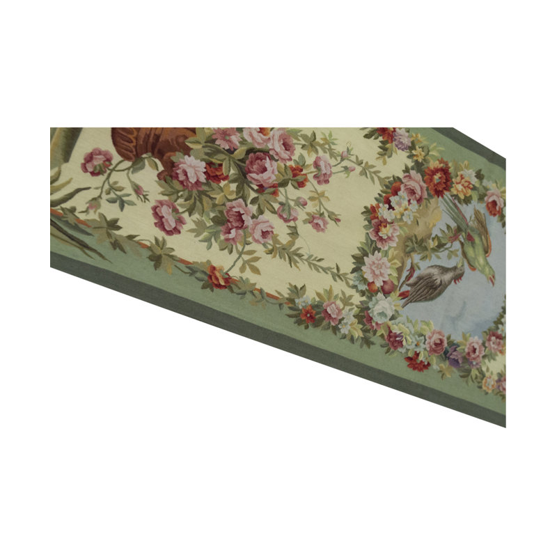 Hand-Knotted High-Quality Gold and Green Area Rug