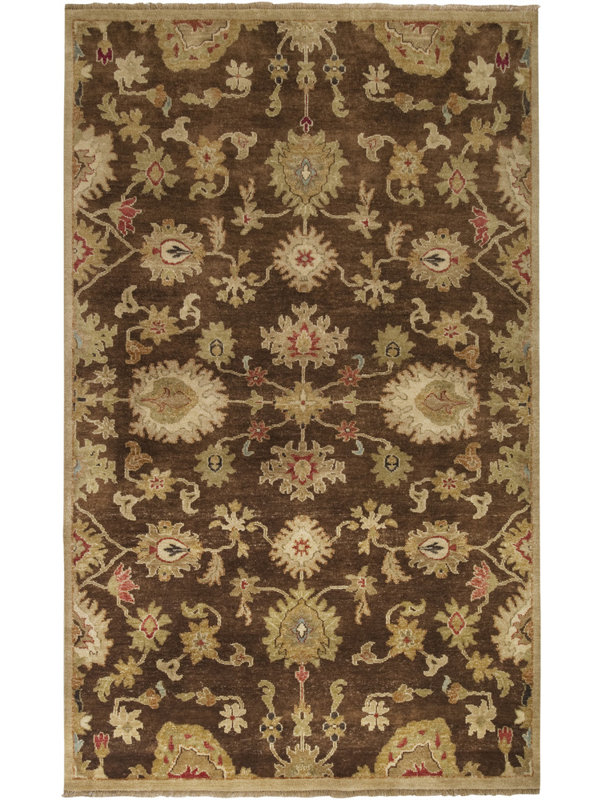Tapis brun / beige en laine noué à la main Carrickfergus, Rectangle 8 pi x 11 pi