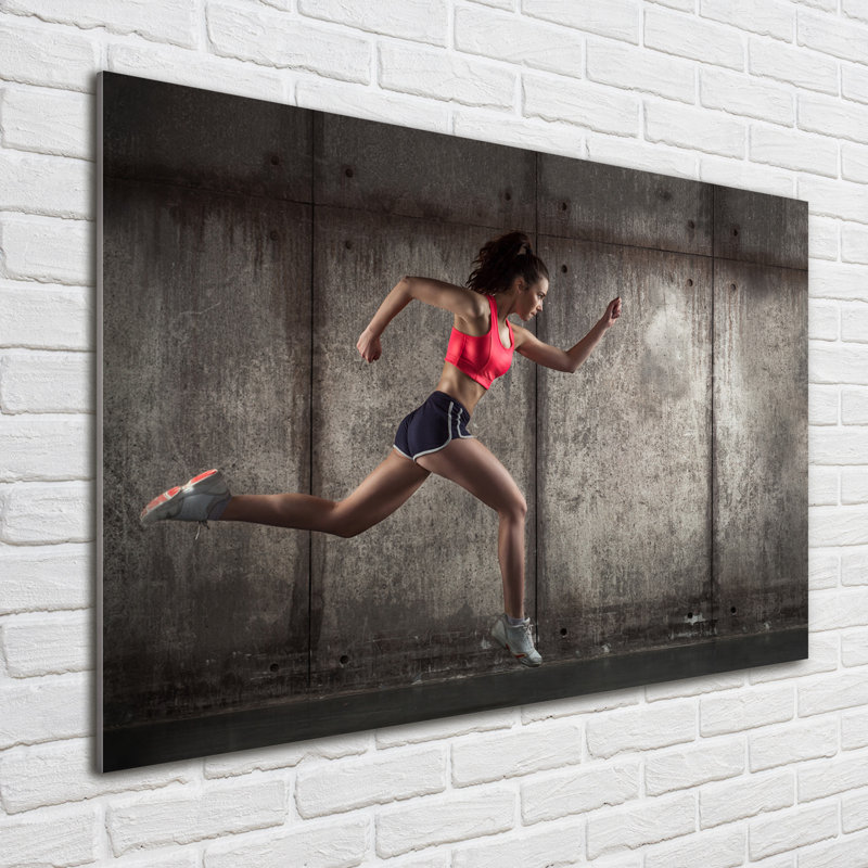 A Running Woman - Unframed Art Prints on Glass