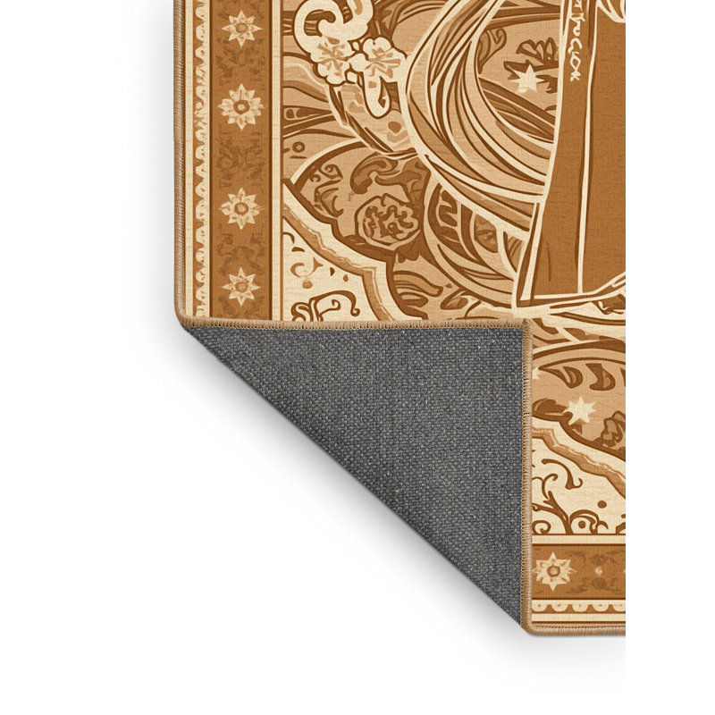 Tapis oriental doux et moelleux de style oriental traditionnel en brun - reliure brun clair, 7 x 9