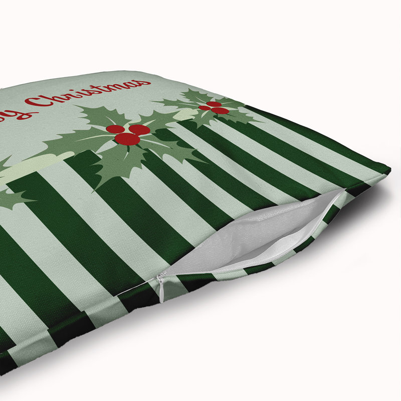 Coussin Merry Christmas, Vert, H 16 po x l 16 po